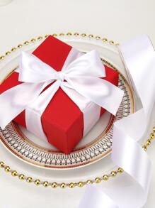 1roll Polyester Gift Ribbon, Creative Solid Color Gift Wrapping Filament For Party - White - View 3