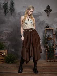 Áo dệt kim nữ Cắt ra cắt màu trơn Gợi cảm - Màu be - Xem 3