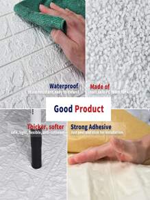 2 chiếc 35 X 38.5cm Giấy dán tường họa tiết gạch tự dính 3D, Giấy dán tường trang trí nhà màu vàng không thấm nước Trang trí nhà - Màu be - Xem 6