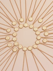 1入組字母細節幾何吊墜項鍊 - 金黃色 - 查看 1