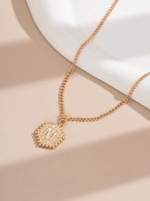 1入組字母細節幾何吊墜項鍊 - 金黃色 - 查看 2