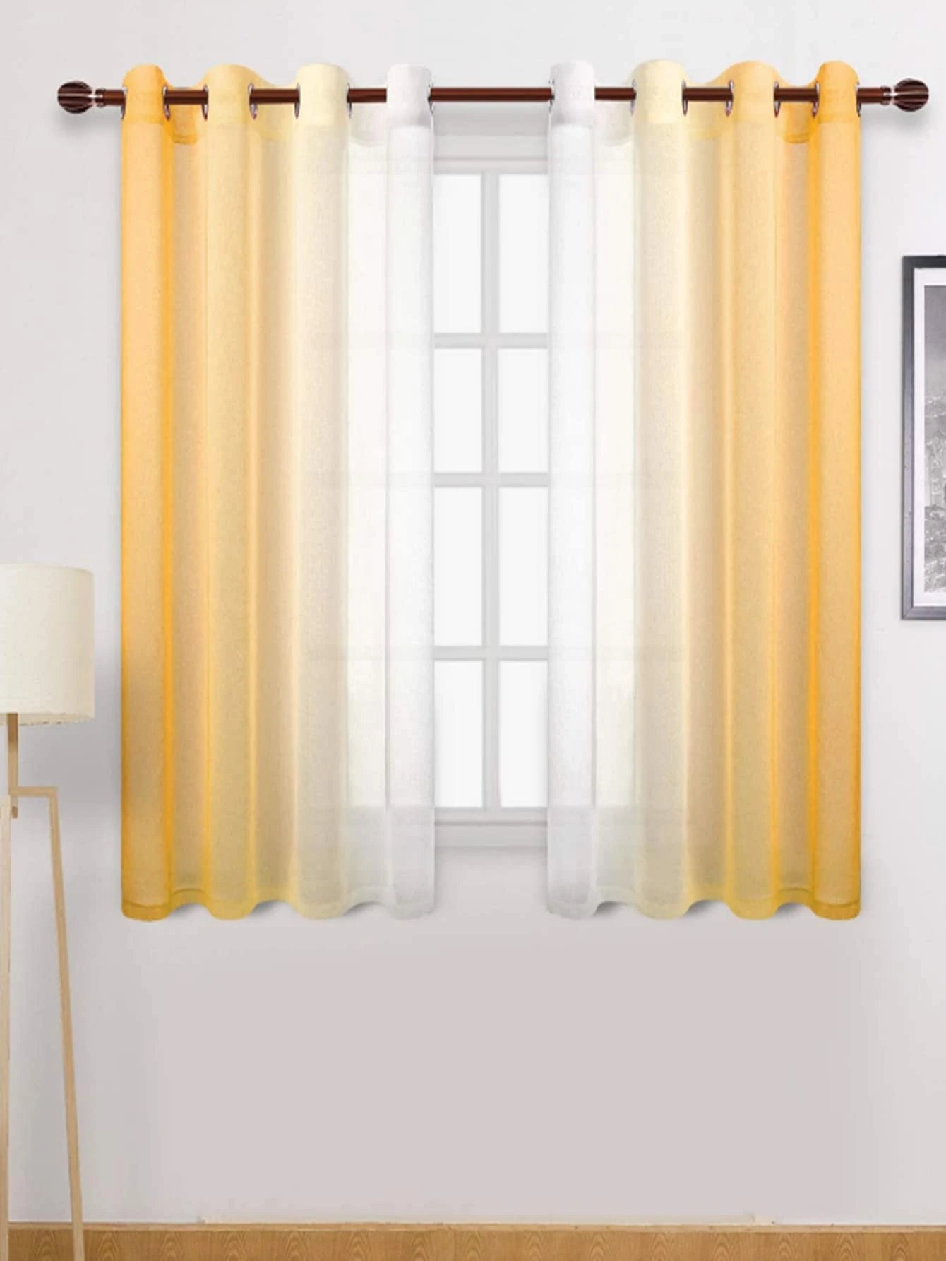 Rèm Polyester Sheer Panel, Gradient Color Light Filtering Rèm Sheer riêng tư cho phòng khách, phòng ngủ - màu xanh lá - Xem 1