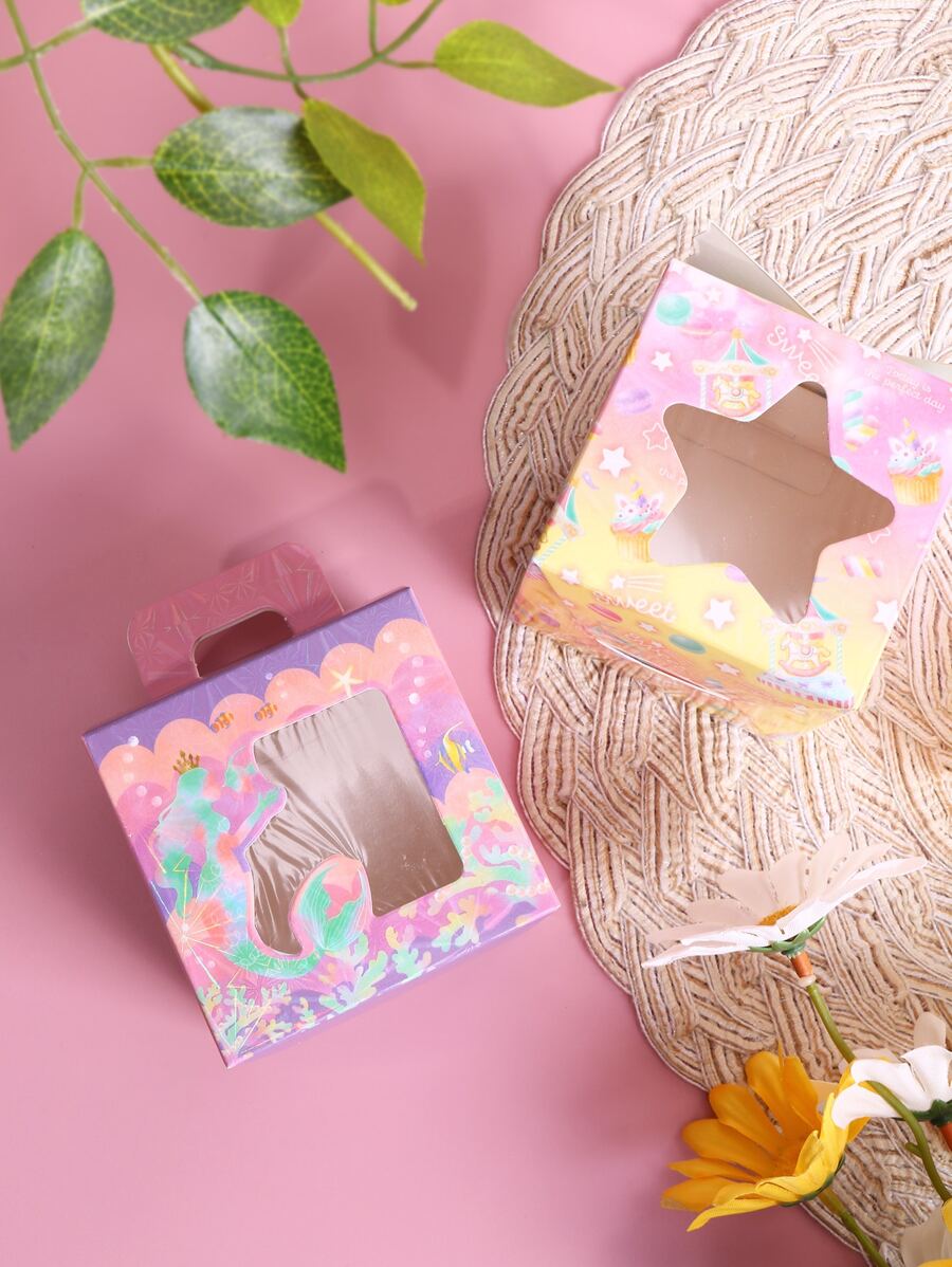 10pcs Paper Gift Wrapping Box, Modern Mermaid Pattern Gift Box For Home - Multicolor - View 1