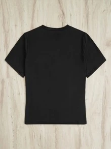 SHEIN LUNE Plus Sunflower & Butterfly Print Tee - Black - View 2