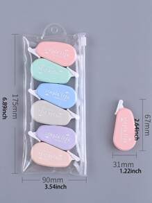 6 piezas Cinta de corrección de blanqueamiento transparente mini simple portátil para oficina - transparente - Ver 4