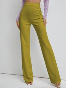 S BETRO High Waist Straight Leg Trousers - Yellow - View 1