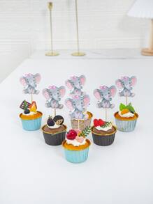 6 Cái/bộ Giấy Bánh Quán, Hoạt Hình Con Voi Thiết Kế Bánh Trên Trang Trí Cho Bữa Tiệc Sinh Nhật - Nhiều màu - Xem 1