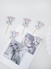 6 Cái/bộ Giấy Bánh Quán, Hoạt Hình Con Voi Thiết Kế Bánh Trên Trang Trí Cho Bữa Tiệc Sinh Nhật - Nhiều màu - Xem 2