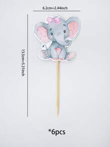 6 Cái/bộ Giấy Bánh Quán, Hoạt Hình Con Voi Thiết Kế Bánh Trên Trang Trí Cho Bữa Tiệc Sinh Nhật - Nhiều màu - Xem 3