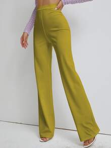 S BETRO High Waist Straight Leg Trousers - Yellow - View 3
