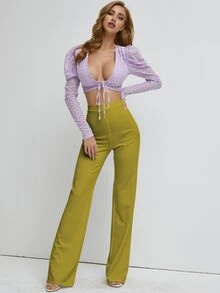S BETRO High Waist Straight Leg Trousers - Yellow - View 6