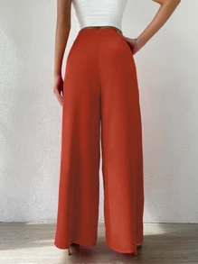 SHEIN Frenchy 高腰闊腿褲 - 橘色 - 查看 2