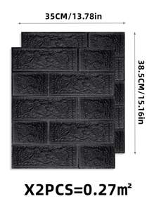 2入組35X38.5厘米3D自粘磚紋理壁紙黑色防水家居裝飾壁紙 - 黑色 - 查看 6