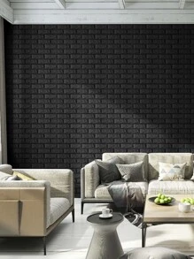 2入組35X38.5厘米3D自粘磚紋理壁紙黑色防水家居裝飾壁紙 - 黑色 - 查看 8