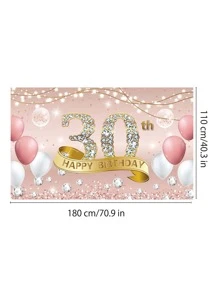 Decoración De Fiesta De Cumpleaños Interior/exterior, Feliz 30 Cumpleaños Estilo Rosa Y Dorado, Pancarta De Fondo - Multicolor - Ver 3