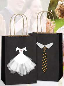 5pcs/10pcs/20pcs Solid Multifunction Gift Bag, White Paper Storage Bag For Party Valentine Day,White Kraft Paper Carrier Bags, Fashionable Packaging Solution, Gift Wrapping, Reusable Shopping, Party Decor, Craft Project Bags - Suitable For Small Businesses, Baking Gifts, Souvenirs, And Wedding Decorations, Christmas - Black - View 2
