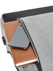 Bộ 3 Túi Ba lô Máy tính xách tay Túi đeo chéo Túi vuông Nylon Tối giản Với túi bút Bộ túi sách Bộ túi đại học Học sinh trung học Sinh viên tốt nghiệp Sinh viên năm nhất Đại học năm thứ hai để đi làm, dã ngoại, du lịch đi bộ đường dài - Xám - Xem 7