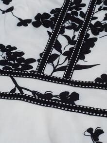 印花A字連衣裙 - 白色 - 查看 4