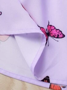 嬰兒蝴蝶圖案鏤空吊帶連衣裙和配件髮箍 - 淡紫色 - 查看 5