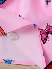 Baby Girl Butterfly Print Cut Out Cami Dress & Accessory Headband - Baby Pink - View 4