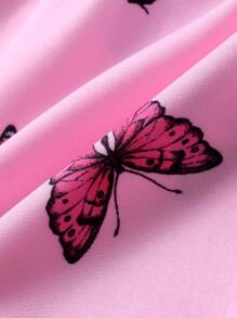 Baby Girl Butterfly Print Cut Out Cami Dress & Accessory Headband - Baby Pink - View 5