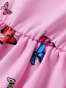 Baby Girl Butterfly Print Cut Out Cami Dress & Accessory Headband - Baby Pink - View 6