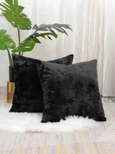 エンボスベルベットクッションカバー1個、ブラック