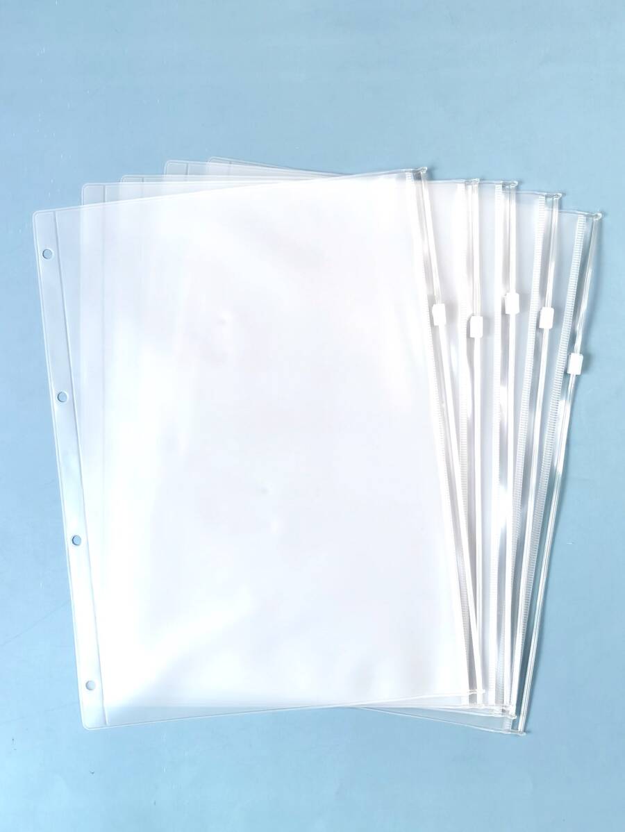 1包透明文件袋極簡主義便攜式文件收納袋適合學生辦公室 - 無色 - 查看 1