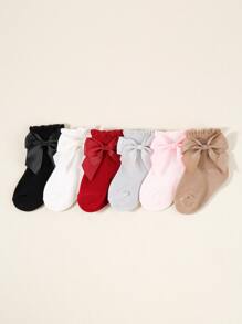 6雙嬰兒蝴蝶結裝飾襪子