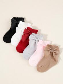 6雙嬰兒蝴蝶結裝飾襪子