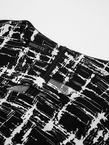 HOMEYEE Plus Tie Dye Ruched Front Peplum Waist Dress - Black - View 4