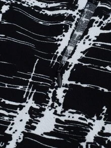 HOMEYEE Plus Tie Dye Ruched Front Peplum Waist Dress - Black - View 5