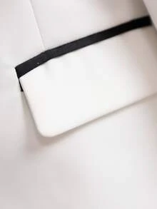 Toddler Boys Contrast Panel Double Breasted Blazer & Pants & Bow Tie - White - View 7