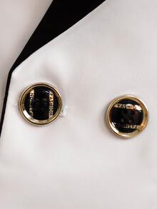 Toddler Boys Contrast Panel Double Breasted Blazer & Pants & Bow Tie - White - View 8