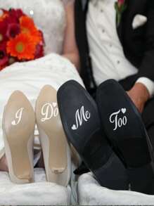 1 pieza Adhesivo de decoración de bodas 'Yo sí/yo también - Recién casados - Novia/Novio'