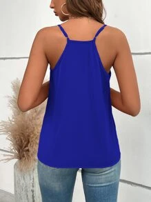 SHEIN Privé Áo khoác và áo lót dành cho xe tăng nữ ghép mộng kim sa Khối Màu Giải trí - Xanh đậm - Xem 2