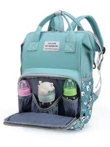 Panda Pattern Large Capacity Diaper Bag - Green - View 2