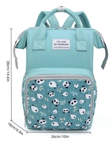 Panda Pattern Large Capacity Diaper Bag - Green - View 6