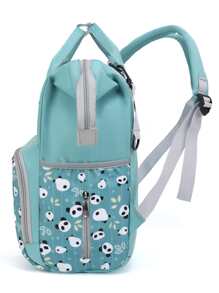 Panda Pattern Large Capacity Diaper Bag - Green - View 3