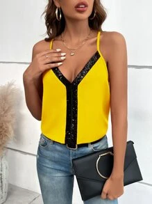 SHEIN LUNE Top de tirantes con lentejuela en contraste