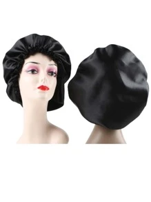 2pcs Wig Satin Bonnet - Black - View 3