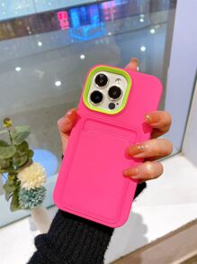 Pink 2-In-1 Skin-Friendly Card Holder Case, Detachable, Card Slot, Coin Pocket, Anti-Fall, Anti-Sweat, Anti-Fingerprint, Wear-Resistant, Non-Fading, Compatible With IPhone 17 Pro Max/17 Pro/17 Air/17/16 Pro Max/16 Plus/16/15 Pro Max/15 Pro/15/14 Pro Max/14 Pro/14/13/12/11 - Hot Pink - View 4