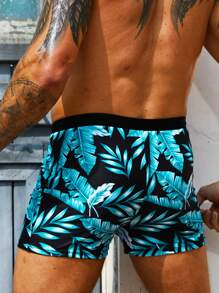 Horizaway Men Beach Vacation Tropical Print Drawstring Waist Swim Trunks,Hawaiian - Multicolor - View 2