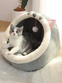 1pc Cartoon Ear Decor Pet Bed For Cat And Dog For Sleeping - Multicolor - View 2