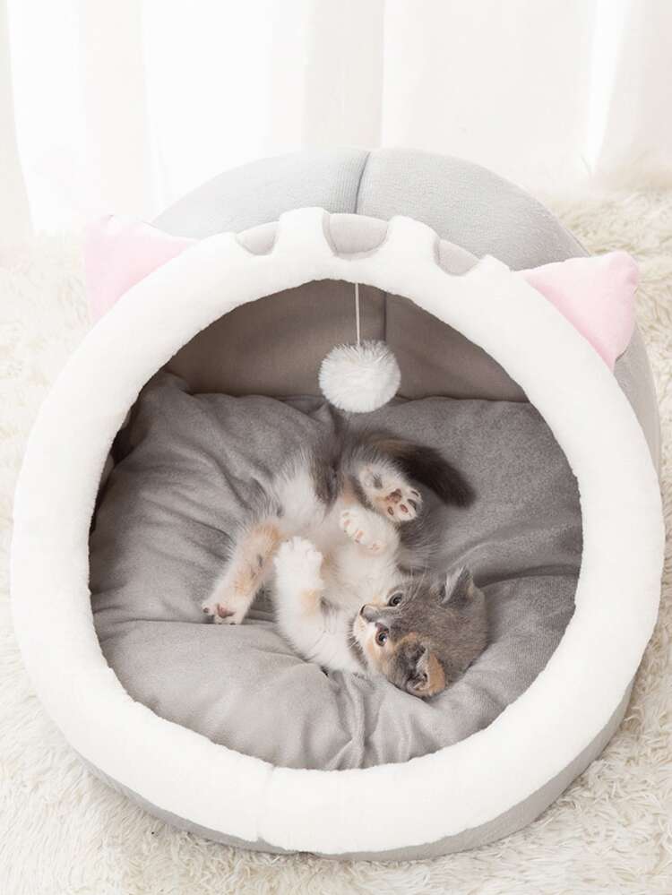 1 pieza Cama para mascotas con dibujos animados con diseño de oreja para gato con perro para de dormir - Multicolor - Añade 4