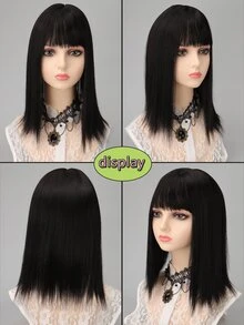 Short Straight Synthetic Hair Bangs - Black - View 6