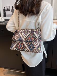 Fashionable,Minimalist,Casual,Geometric Pattern Square Bag Medium Flap For Girl, Teen Girls
