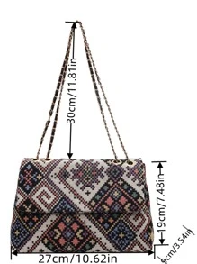 Fashionable,Minimalist,Casual,Geometric Pattern Square Bag Medium Flap For Girl, Teen Girls