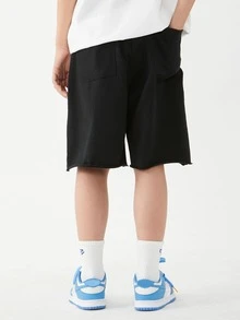 男孩青少年寬鬆字母印花運動短褲五分休閒短褲夏季