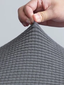 1入組素色彈力椅套簡約幾何絎縫家用餐椅套 - 灰色 - 查看 4